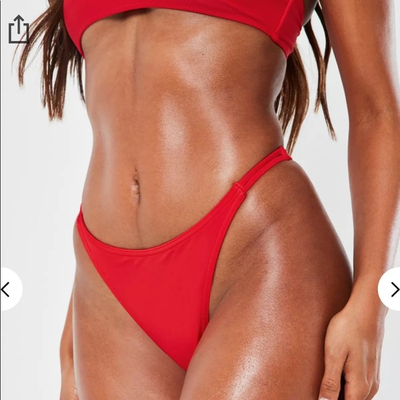 MissGuided Red Wrap Around Bikini Top Thong Set - Picture 6 of 9
